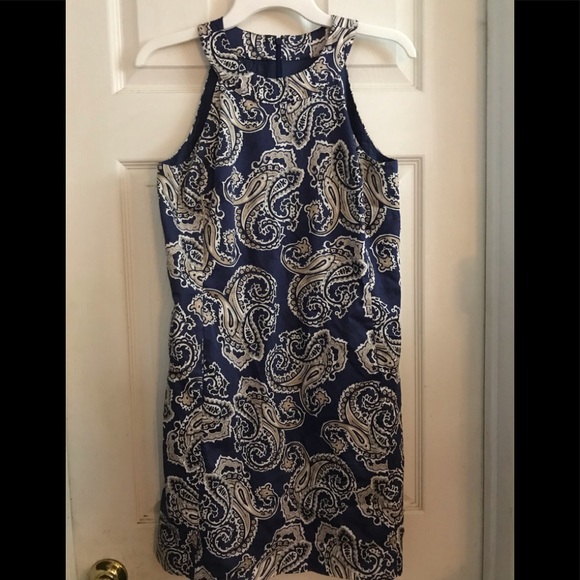 Ann Taylor Loft Racerback Tank Blue Print Sz 2 - Picture 1 of 6